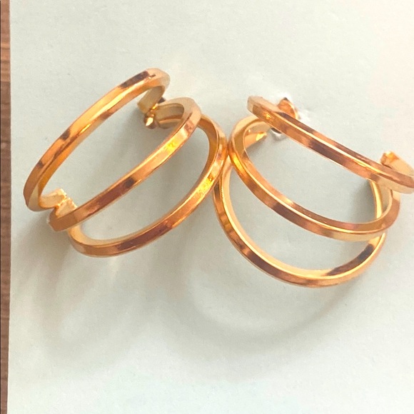 Gold Triple Hoop Earrings - Picture 1 of 3